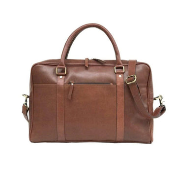 Men Genuine Leather Laptop Bag Brown